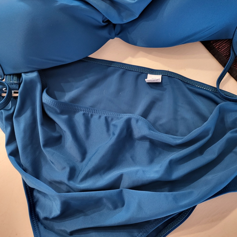 Women's Teal Blue Bikini Set with Ring Detail